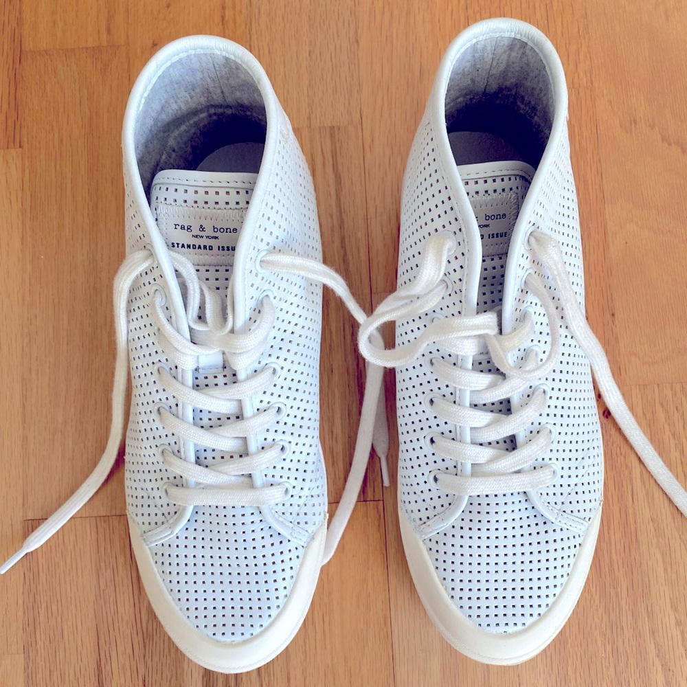 Rag & Bone Standard Issue High Top Perforated White Sneakers Size 39 (9)